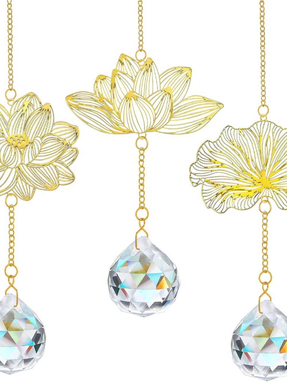 Lotus Leaf Crystal Suncatcher Prism Pendant Window Hanging Decor